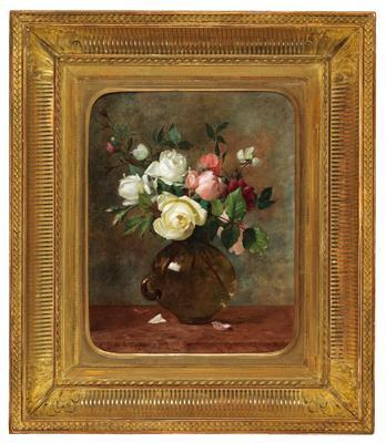 Roses in a vase by 
																	Jules Alexandre Gamba de Preydour